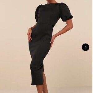 BRAND NEW XL HOLIDAY  Simply Beloved Black Puff Sleeve Bodycon Midi Dress